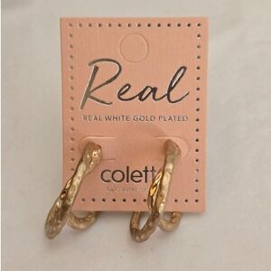 Colette Hayman Gold Tone Hammered Double Hoop Earrings NEW